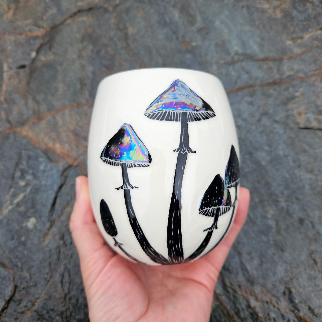 Iridescent mushroom cup