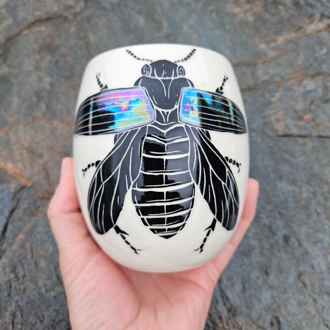 Iridescent beetle cup